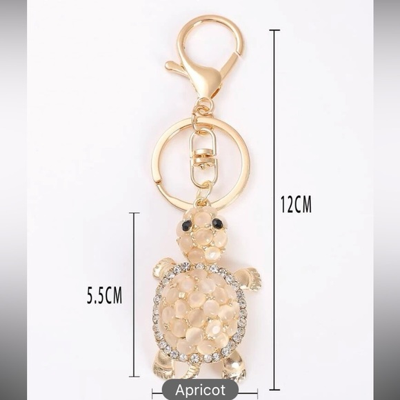 Rhinestone Turtle Charm Keychain - NEW - Picture 2 of 4